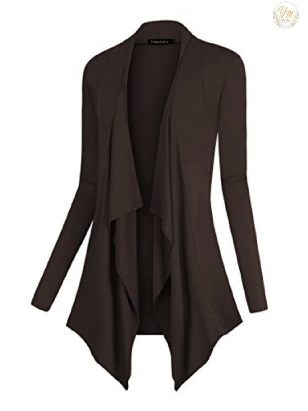 Drape Front Open Cardigan Long Sleeve Irregular Hem Asymmetrical Slim Fit